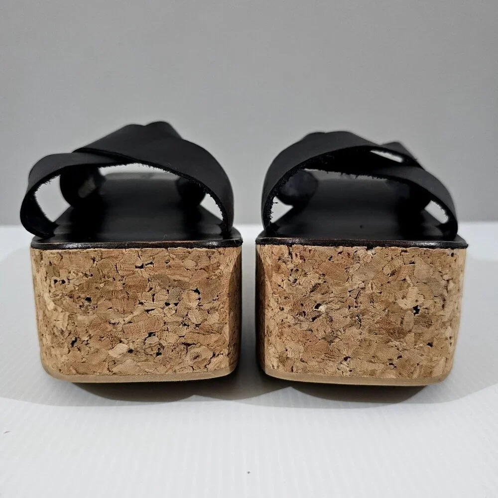 Jeffrey Campbell Itzelia Platform Cork Sandal Womens EU 41 Black Leather Y2K NEW